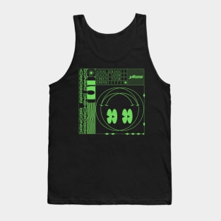 Green smiley face rave glitch print Tank Top